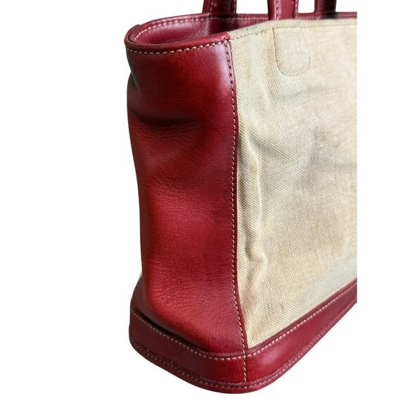 Coach 6121 Bleecker Satchel Linen Canvas & Red Leather Tote Bag*Vintage 1999 - Picture 13 of 16
